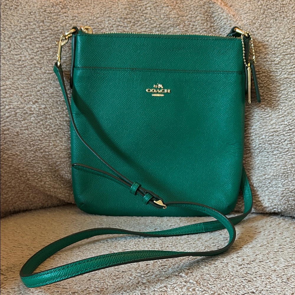 Coach Green Crossbody Bag with Gold Details